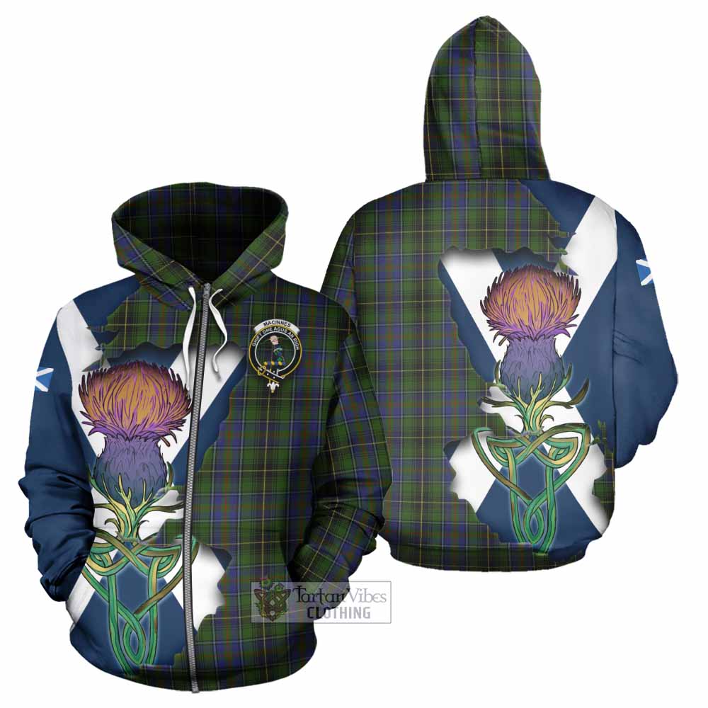 Tartan Vibes Clothing MacInnes (McInnes) Tartan Family Crest Hoodie Scottish Thistle Celtic Inspired