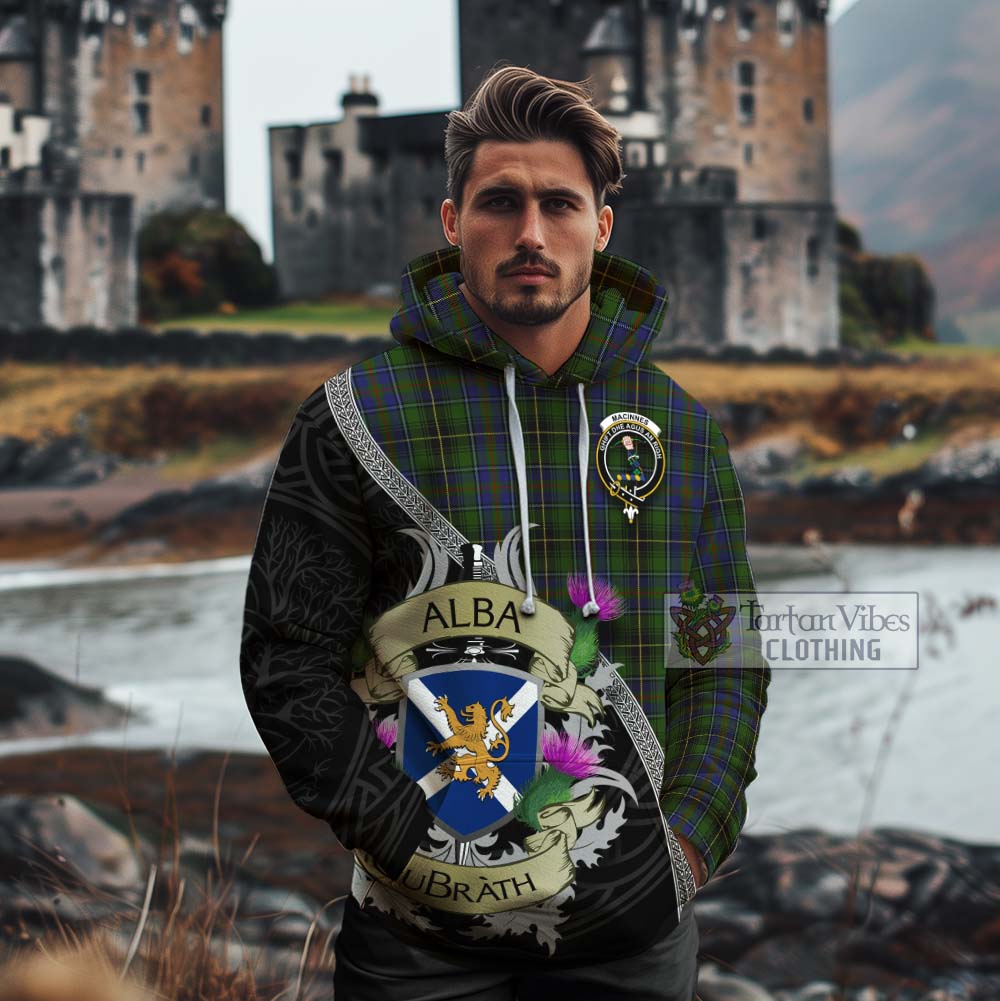 Tartan Vibes Clothing MacInnes (McInnes) Tartan Family Crest Cotton Hoodie Lion Rampant Royal Thistle Shield Celtic Inspired