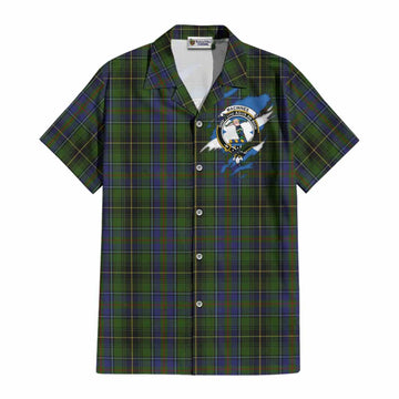 MacInnes (McInnes) Clan Crest In Me Tartan Cotton Hawaiian Shirt Scotland Flag Style