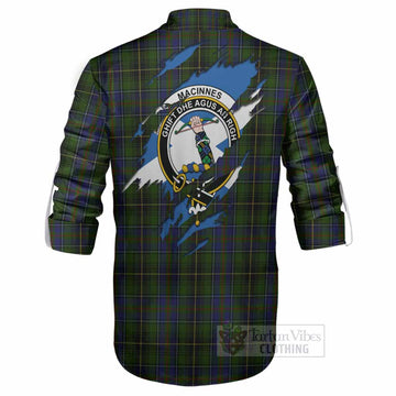MacInnes (McInnes) Clan Crest In Me Tartan Ghillie Shirt Scotland Flag Style