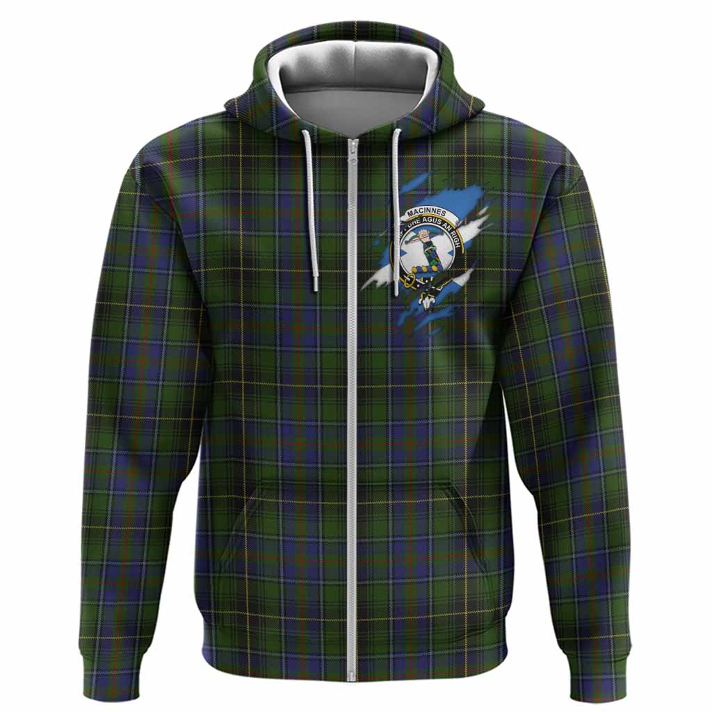 MacInnes (McInnes) Clan Crest In Me Tartan Hoodie Scotland Flag Style