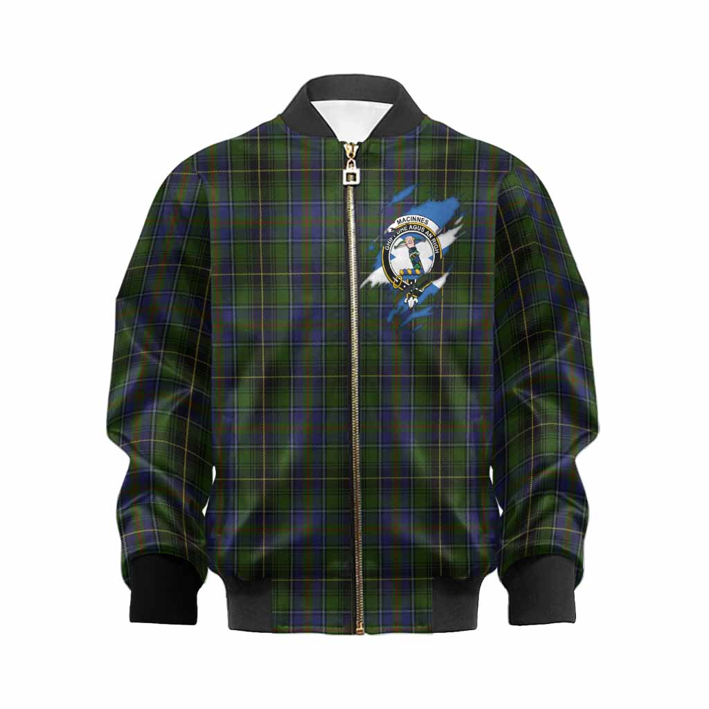 MacInnes (McInnes) Clan Crest In Me Tartan Kid Bomber Jacket Scotland Flag Style