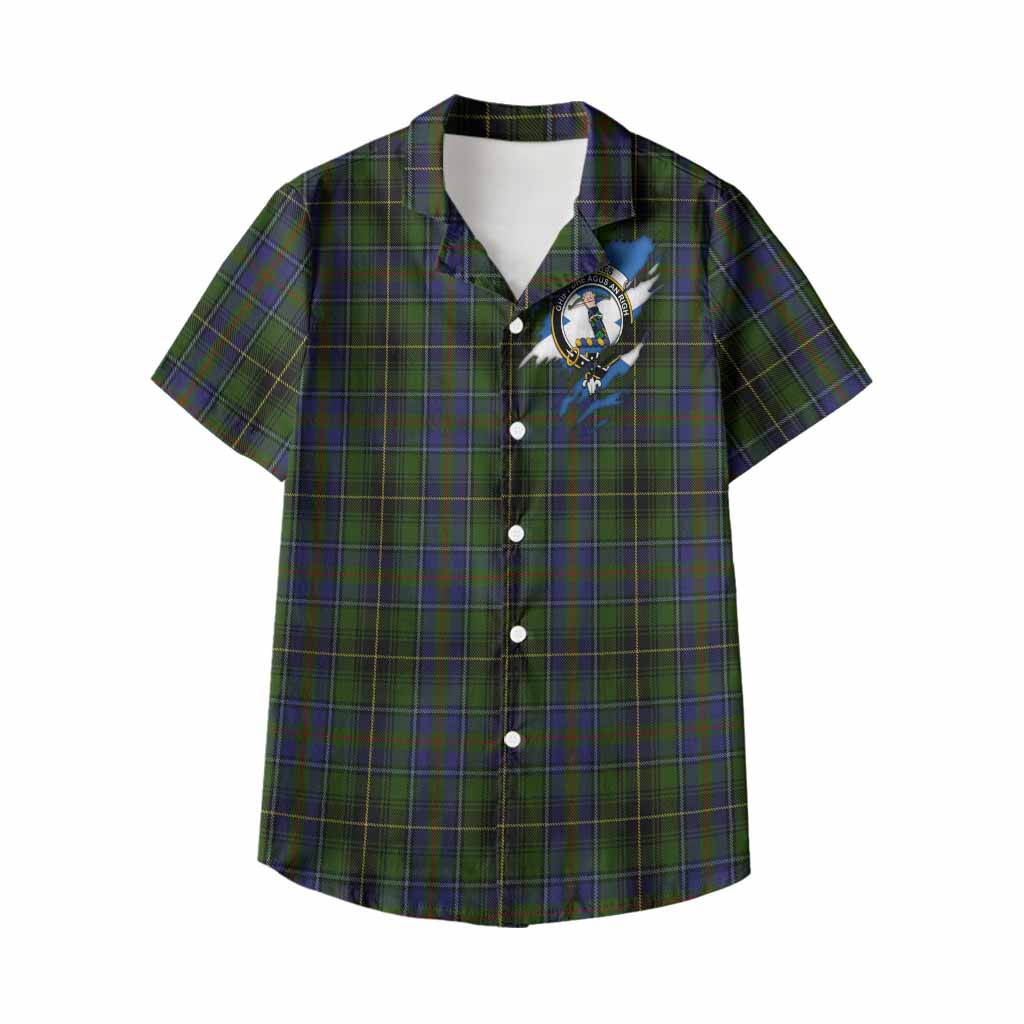 MacInnes (McInnes) Clan Crest In Me Tartan Kid Hawaiian Shirt Scotland Flag Style