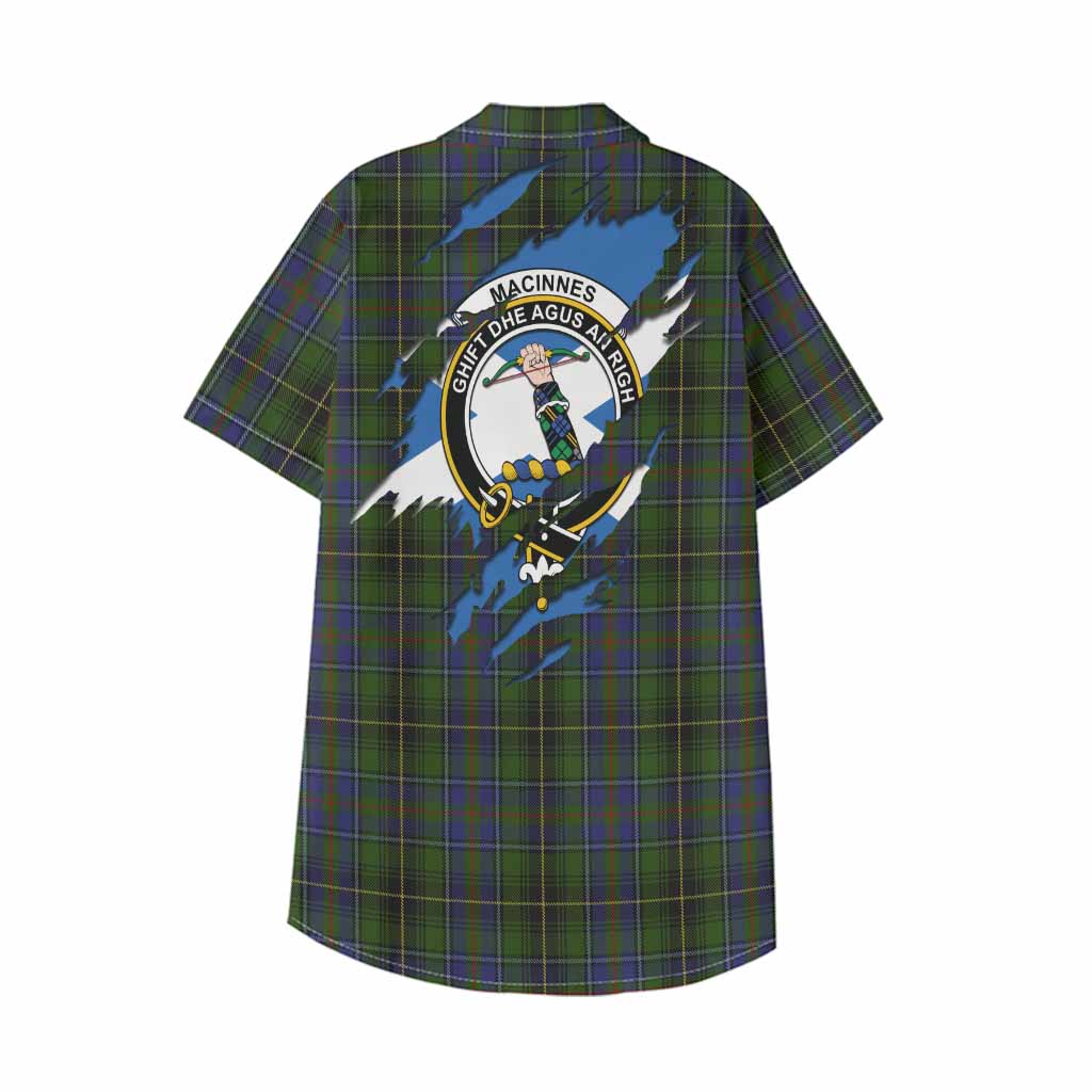 MacInnes (McInnes) Clan Crest In Me Tartan Kid Hawaiian Shirt Scotland Flag Style