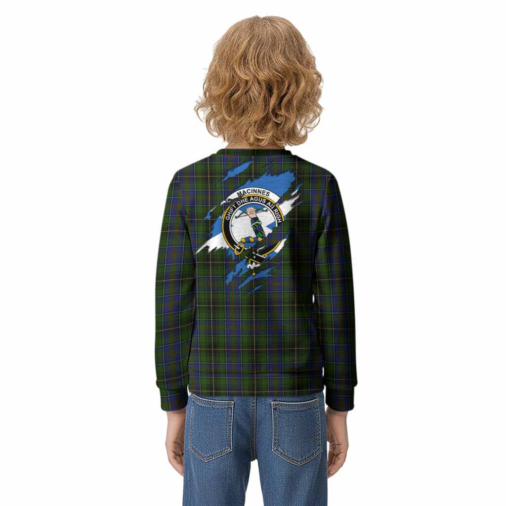 MacInnes (McInnes) Clan Crest In Me Tartan Kid Knitted Sweatshirt Scotland Flag Style