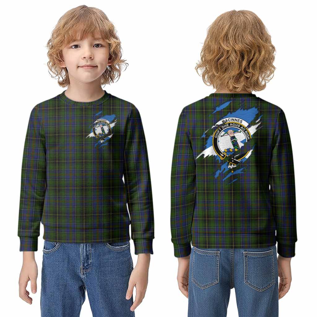 MacInnes (McInnes) Clan Crest In Me Tartan Kid Knitted Sweatshirt Scotland Flag Style