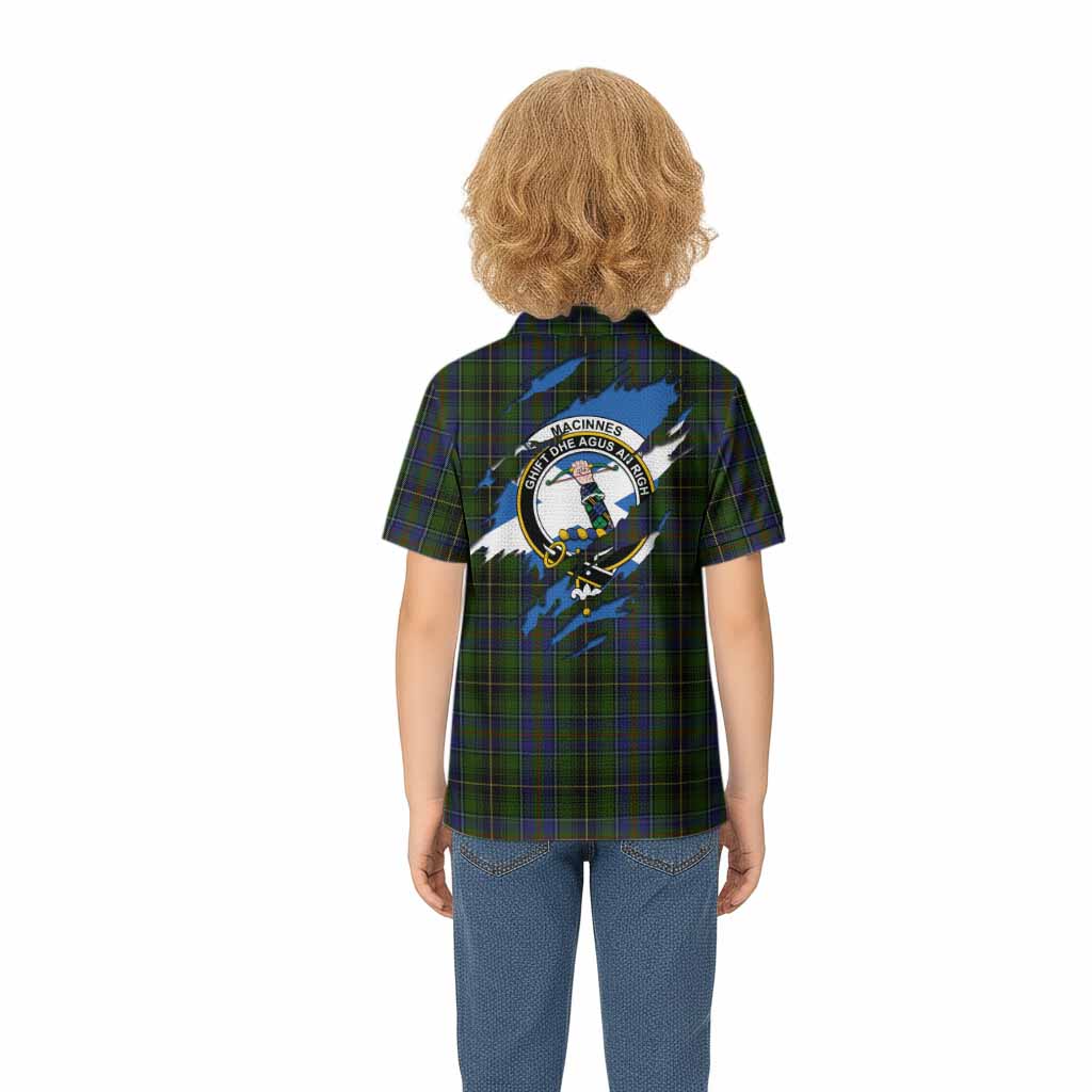 MacInnes (McInnes) Clan Crest In Me Tartan Kid Polo Shirt Scotland Flag Style