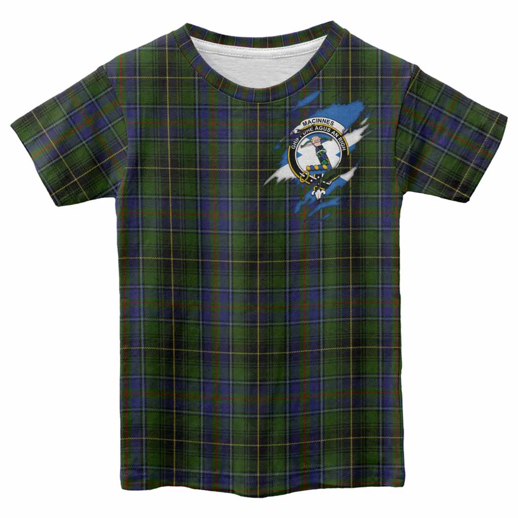 MacInnes (McInnes) Clan Crest In Me Tartan Kid T-shirt Scotland Flag Style