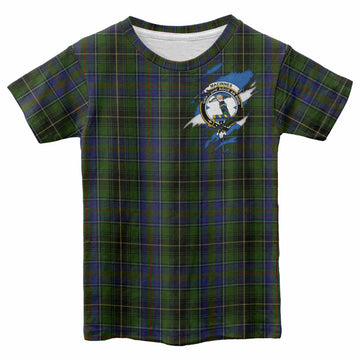 MacInnes (McInnes) Clan Crest In Me Tartan Kid T-shirt Scotland Flag Style
