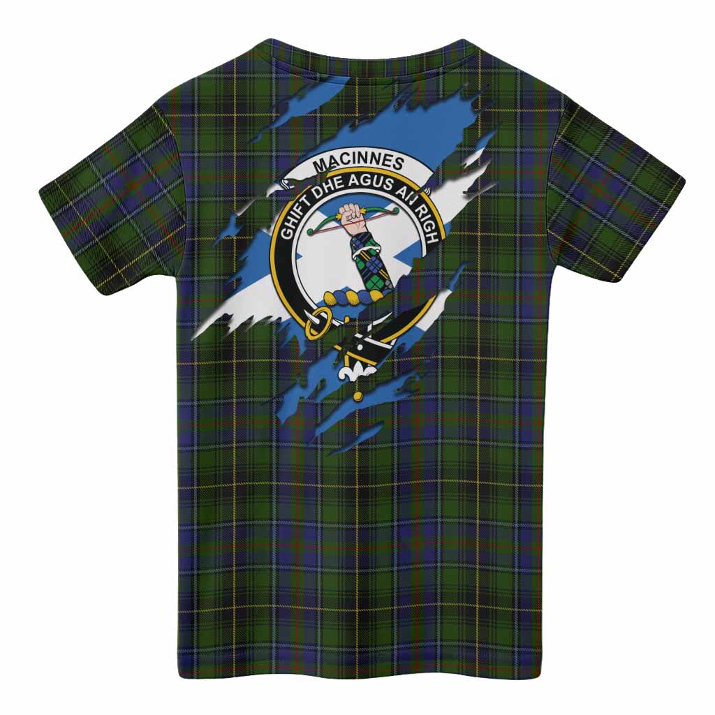 MacInnes (McInnes) Clan Crest In Me Tartan Kid T-shirt Scotland Flag Style