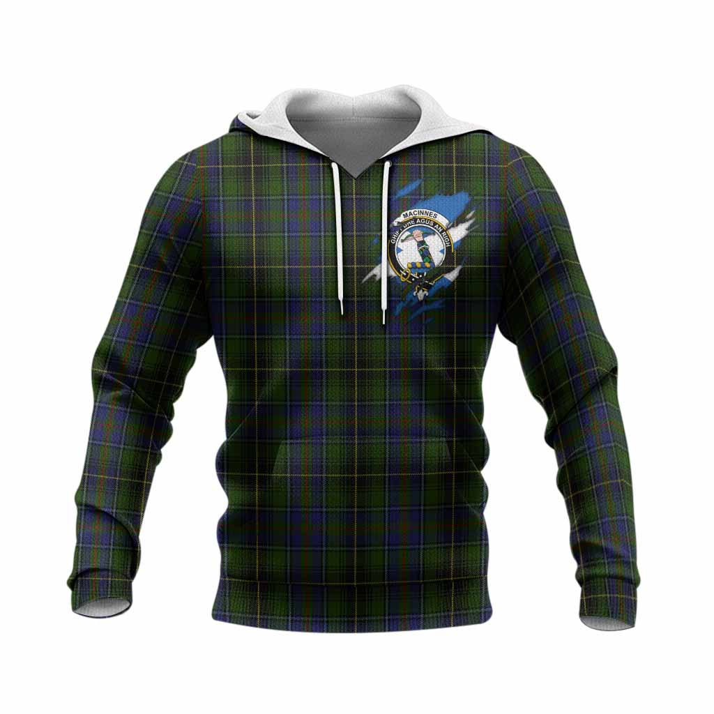 MacInnes (McInnes) Clan Crest In Me Tartan Knitted Hoodie Scotland Flag Style