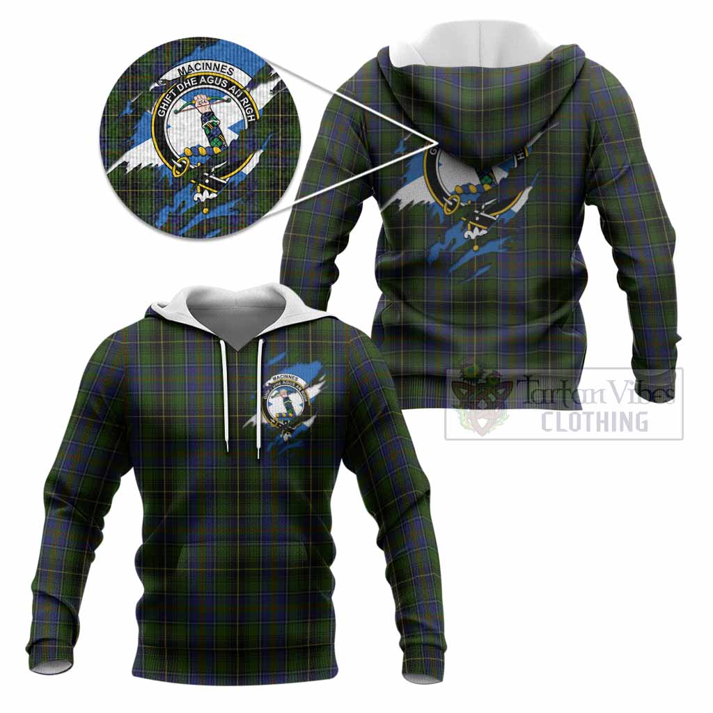 MacInnes (McInnes) Clan Crest In Me Tartan Knitted Hoodie Scotland Flag Style