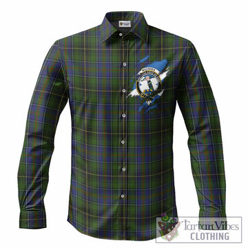 MacInnes (McInnes) Clan Crest In Me Tartan Long Sleeve Button Shirts Scotland Flag Style