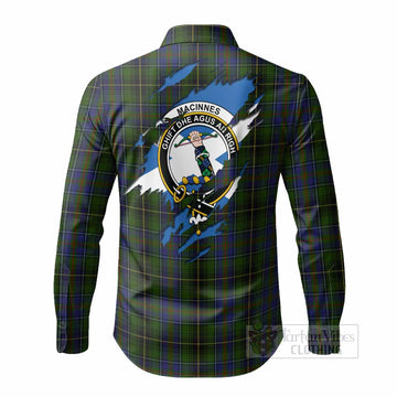 MacInnes (McInnes) Clan Crest In Me Tartan Long Sleeve Button Shirts Scotland Flag Style