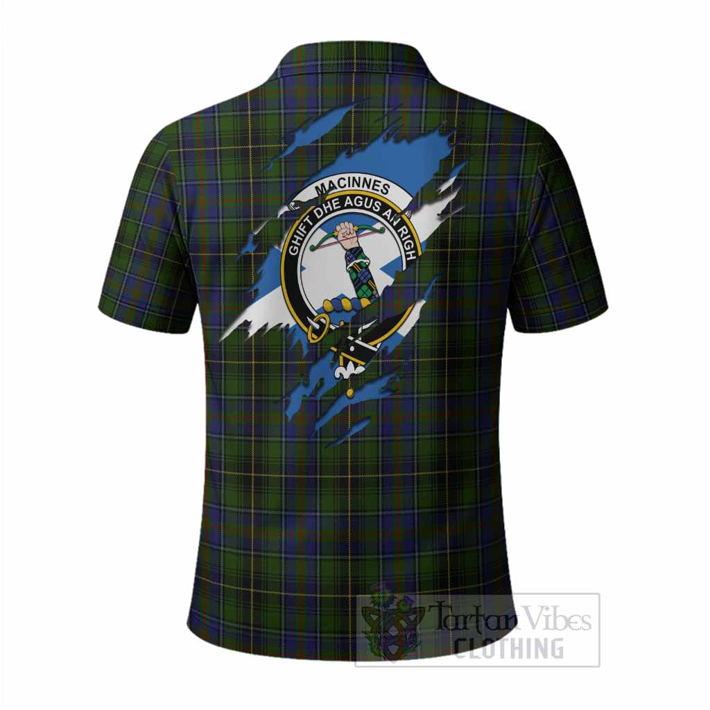 MacInnes (McInnes) Clan Crest In Me Tartan Polo Shirt Scotland Flag Style