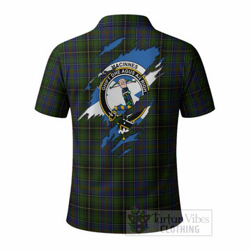 MacInnes (McInnes) Clan Crest In Me Tartan Polo Shirt Scotland Flag Style