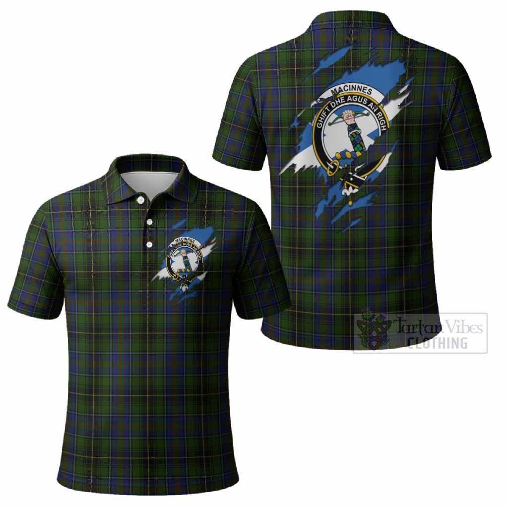 MacInnes (McInnes) Clan Crest In Me Tartan Polo Shirt Scotland Flag Style