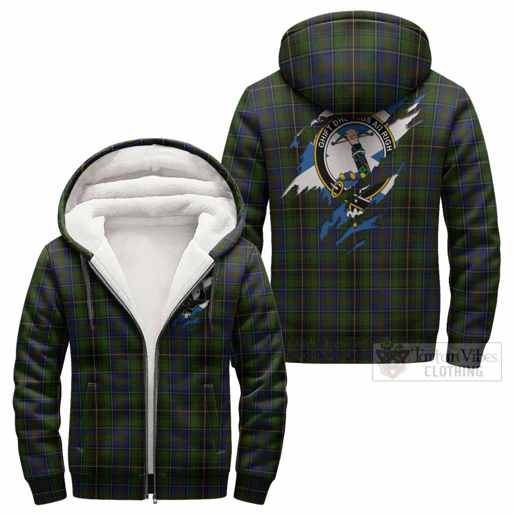 MacInnes (McInnes) Clan Crest In Me Tartan Sherpa Hoodie Scotland Flag Style