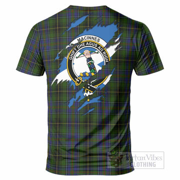 MacInnes (McInnes) Clan Crest In Me Tartan T-Shirt Scotland Flag Style