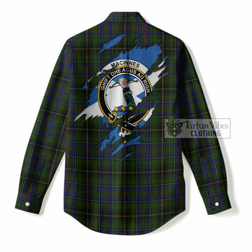 MacInnes (McInnes) Clan Crest In Me Tartan Women Casual Shirt Scotland Flag Style