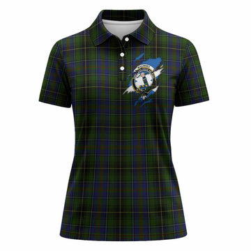 MacInnes (McInnes) Clan Crest In Me Tartan Women Polo Shirt Scotland Flag Style