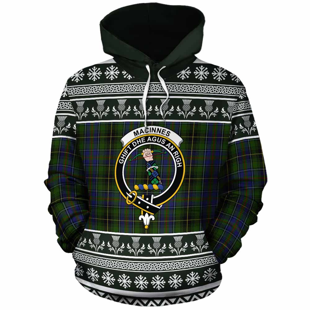 MacInnes (McInnes) Clan Tartan Christmas Cotton Hoodie with Family Crest - Tartan Vibes Clothing