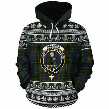 MacInnes (McInnes) Clan Tartan Christmas Cotton Hoodie with Family Crest