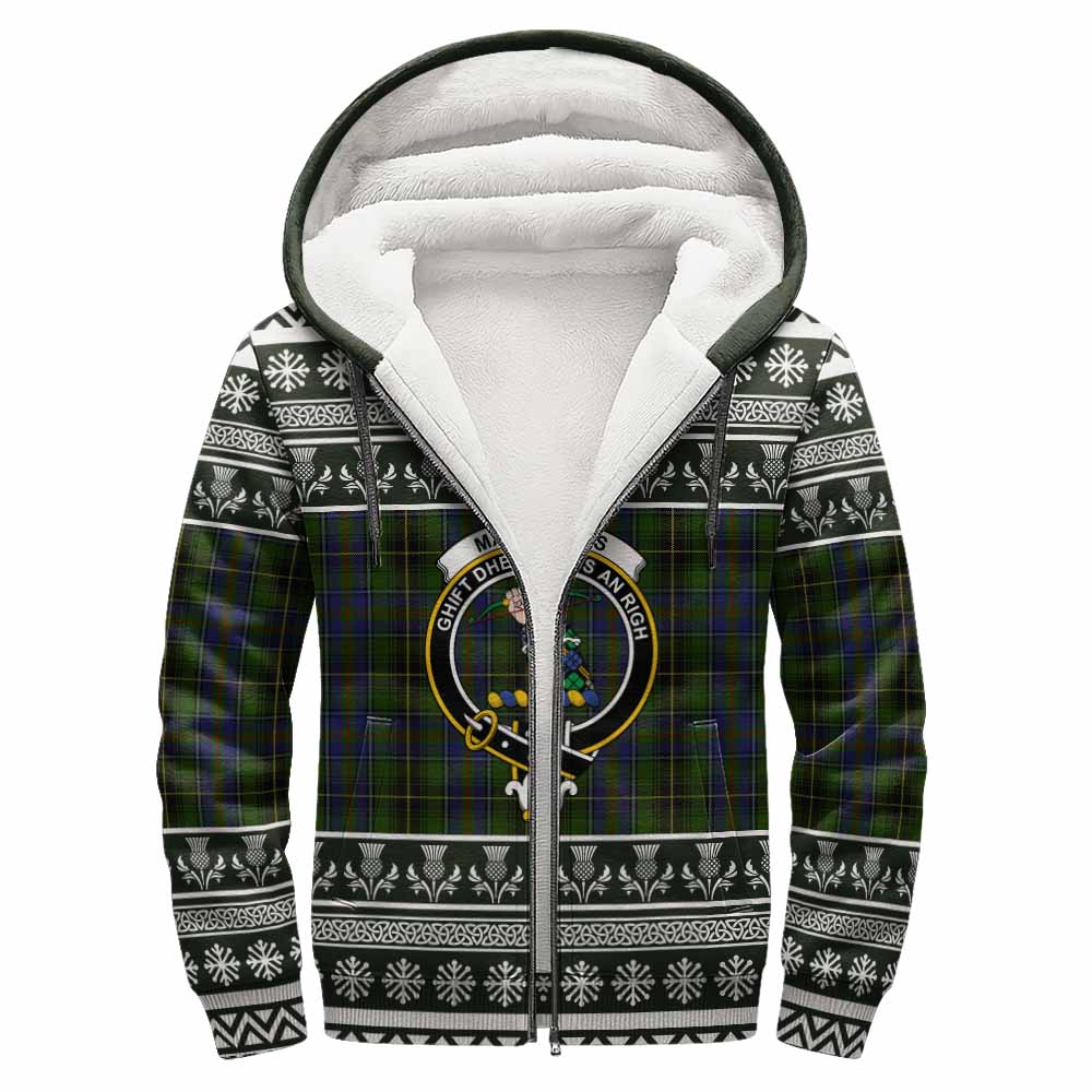 MacInnes (McInnes) Clan Tartan Christmas Fleece Hoodie with Family Crest - Tartan Vibes Clothing