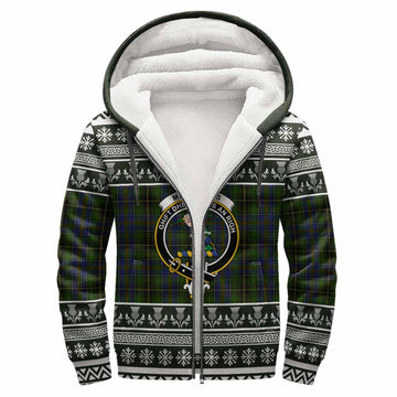 MacInnes (McInnes) Clan Tartan Christmas Fleece Hoodie with Family Crest