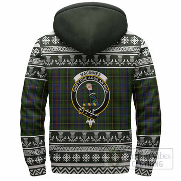 MacInnes (McInnes) Clan Tartan Christmas Fleece Hoodie with Family Crest