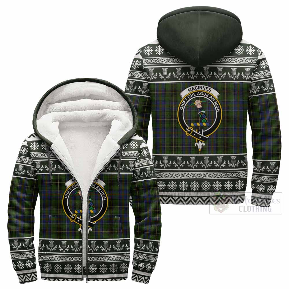 MacInnes (McInnes) Clan Tartan Christmas Fleece Hoodie with Family Crest - Tartan Vibes Clothing