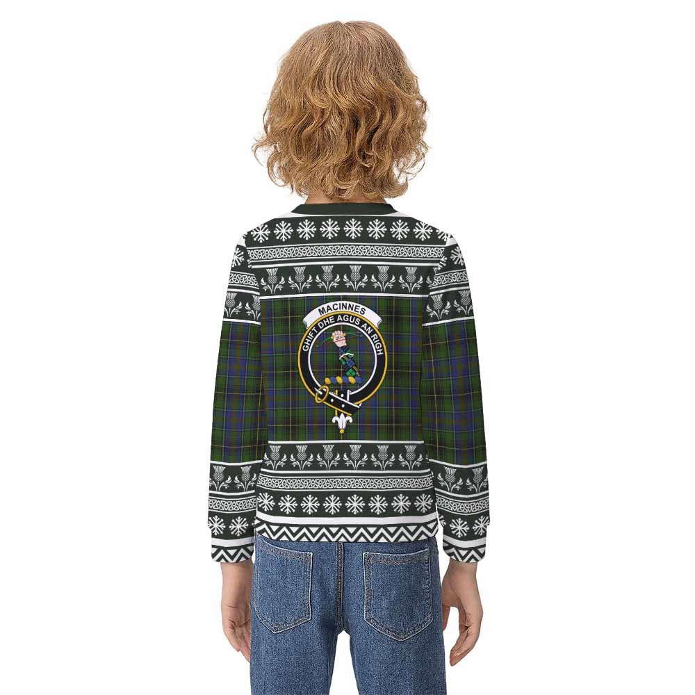 MacInnes (McInnes) Clan Tartan Christmas Kid Ugly Sweatshirt with Family Crest - Tartan Vibes Clothing