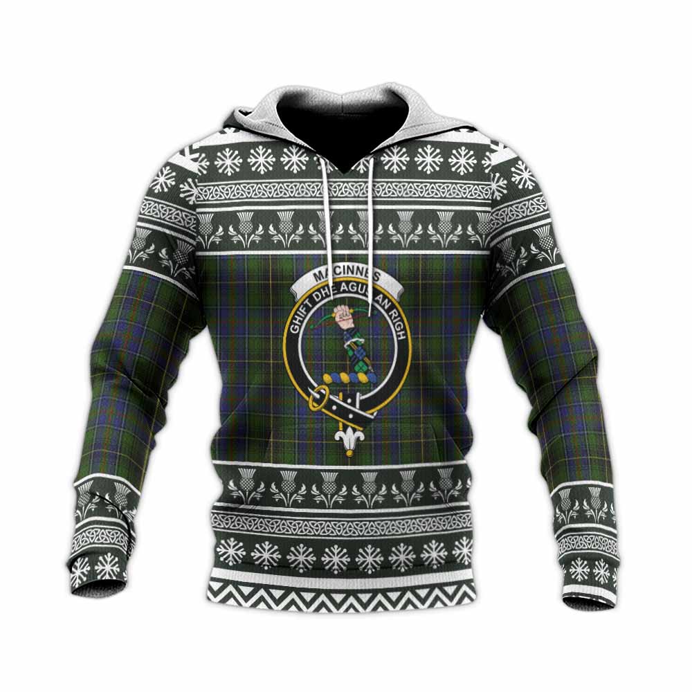 MacInnes (McInnes) Clan Tartan Christmas Knitted Hoodie with Family Crest - Tartan Vibes Clothing