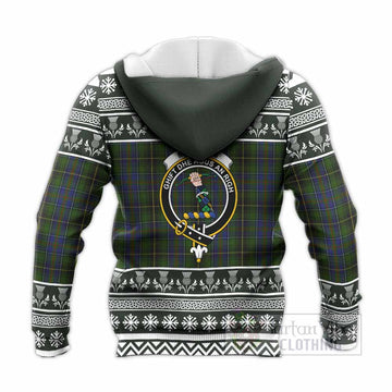 MacInnes (McInnes) Clan Tartan Christmas Knitted Hoodie with Family Crest