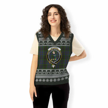 MacInnes (McInnes) Clan Tartan Christmas Knitted V-Neck Vest with Family Crest