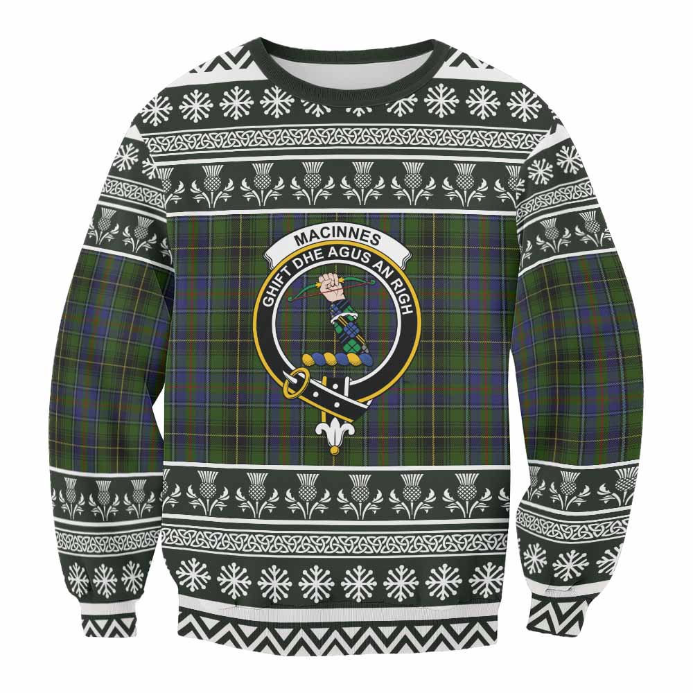 MacInnes (McInnes) Clan Tartan Christmas Sweatshirt with Family Crest - Tartan Vibes Clothing