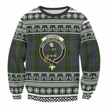 MacInnes (McInnes) Clan Tartan Christmas Sweatshirt with Family Crest