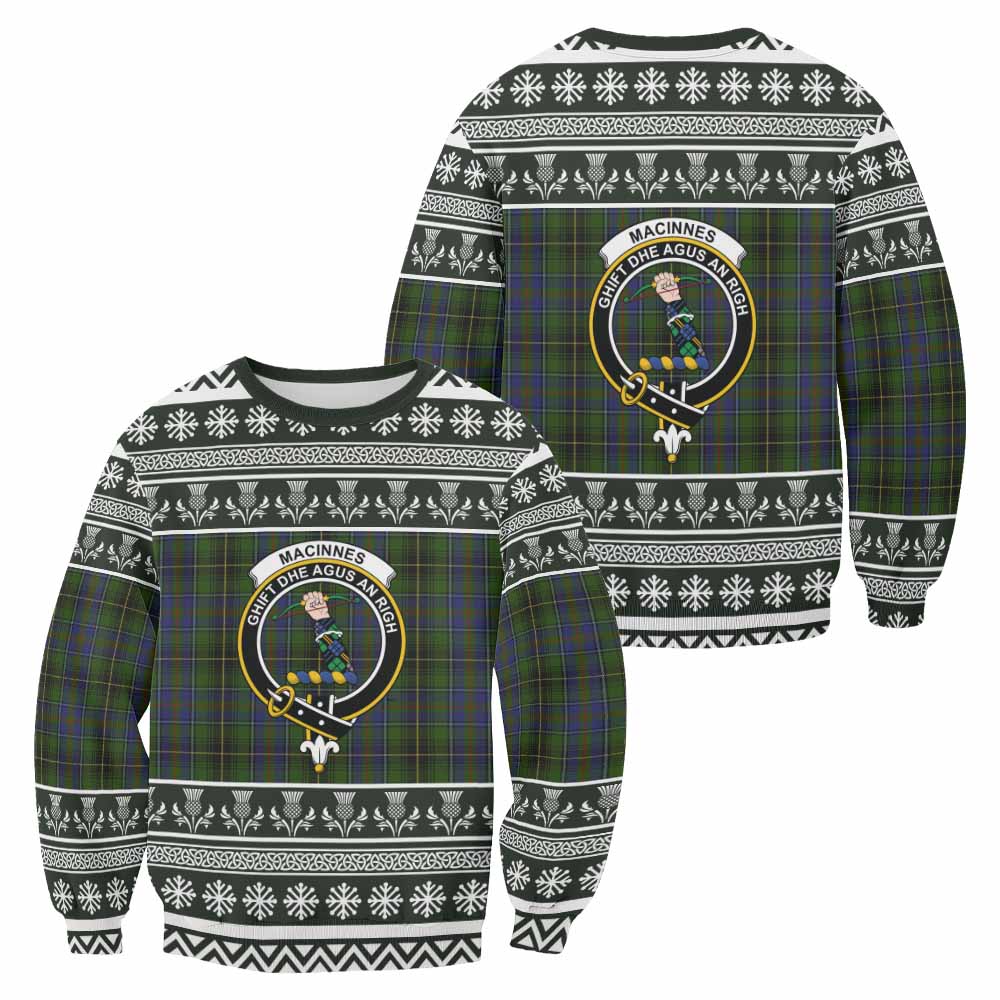 MacInnes (McInnes) Clan Tartan Christmas Sweatshirt with Family Crest - Tartan Vibes Clothing
