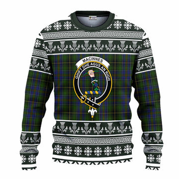 MacInnes (McInnes) Clan Tartan Christmas Ugly Sweater with Family Crest