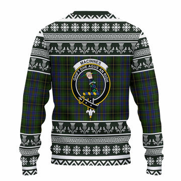 MacInnes (McInnes) Clan Tartan Christmas Ugly Sweater with Family Crest