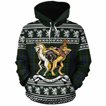 MacInnes (McInnes) Clan Tartan Crest Christmas Cotton Hoodie Coat of Arms Funny Style