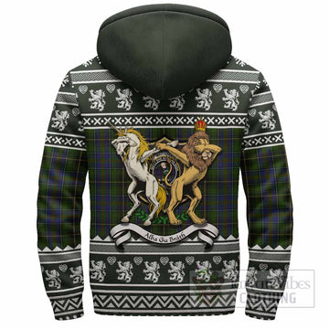 MacInnes (McInnes) Clan Tartan Crest Christmas Fleece Hoodie Coat of Arms Funny Style