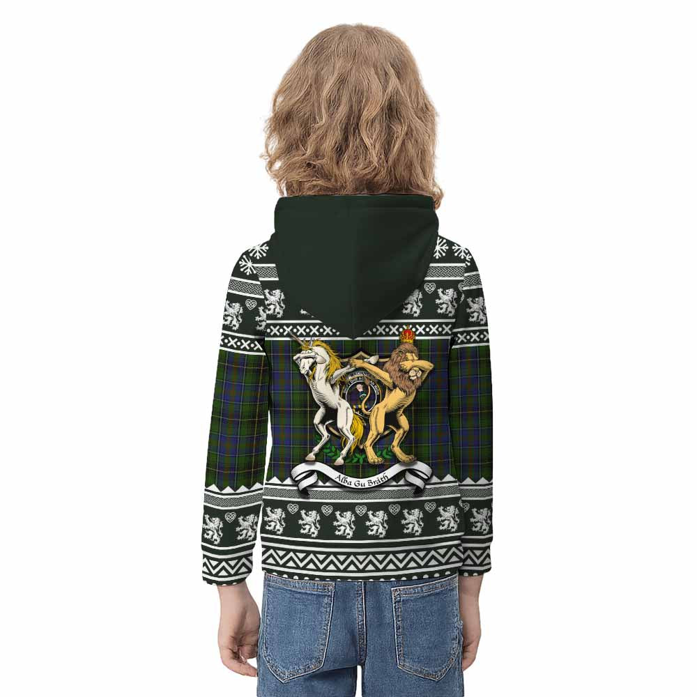 MacInnes (McInnes) Clan Tartan Crest Christmas Kid Hoodie Coat of Arms Funny Style - Tartan Vibes Clothing