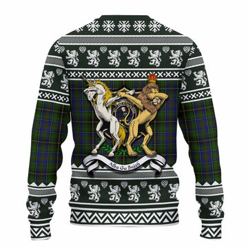 MacInnes (McInnes) Clan Tartan Crest Christmas Ugly Sweater Coat of Arms Funny Style