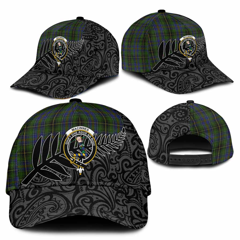 MacInnes (McInnes) Crest Tartan Classic Cap with New Zealand Silver Fern Half Style