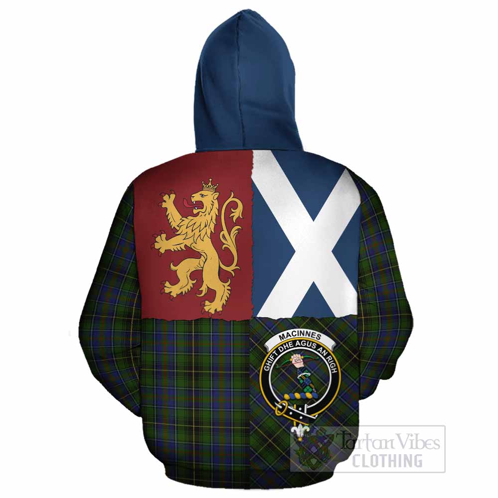 MacInnes (McInnes) Crest Tartan Cotton Hoodie with Lion Rampant Saltire Style - Tartan Vibes Clothing