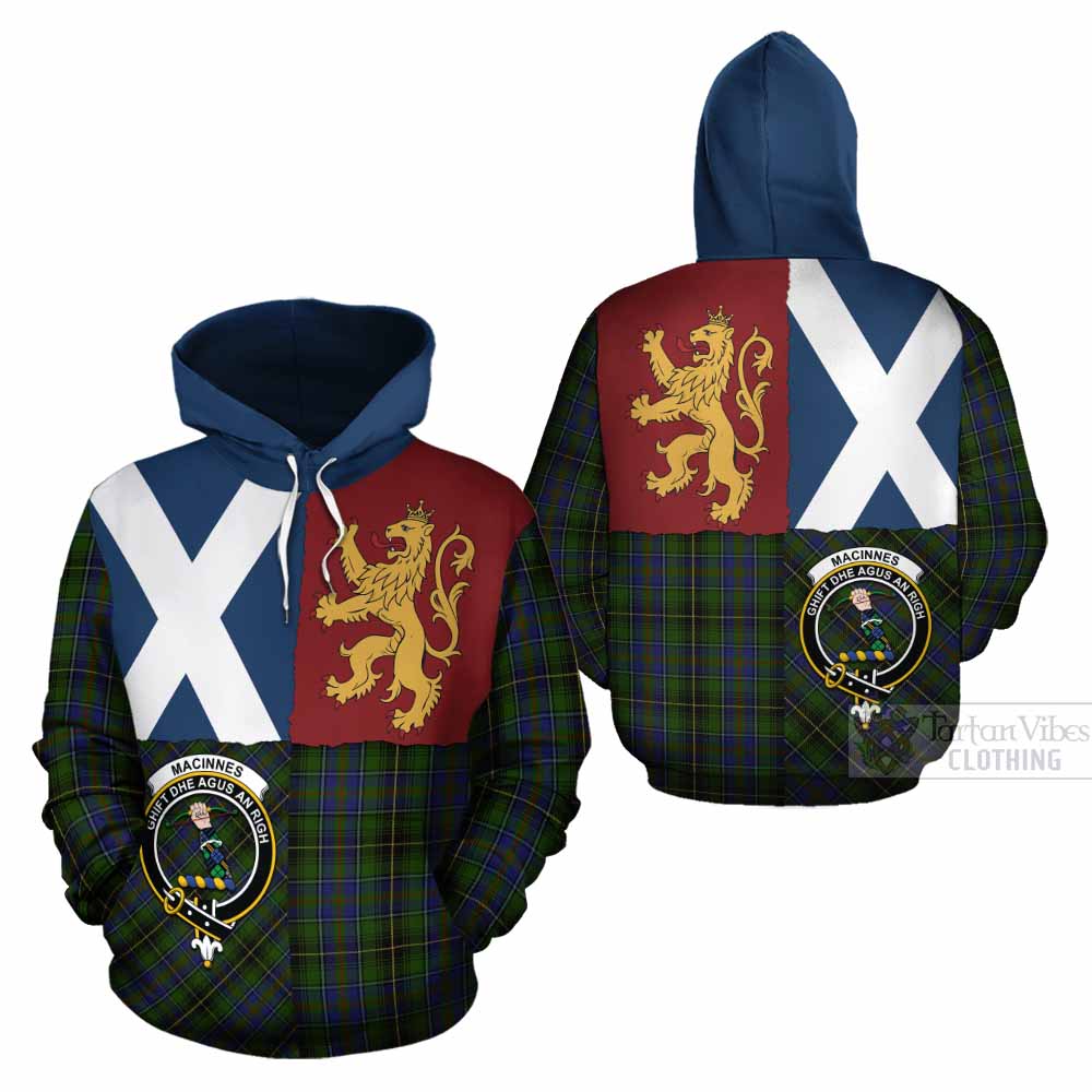 MacInnes (McInnes) Crest Tartan Cotton Hoodie with Lion Rampant Saltire Style - Tartan Vibes Clothing