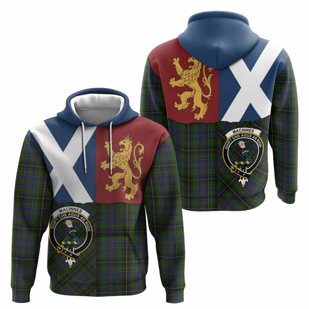 MacInnes (McInnes) Crest Tartan Hoodie with Lion Rampant Saltire Style