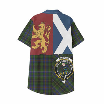 MacInnes (McInnes) Crest Tartan Kid Hawaiian Shirt with Lion Rampant Saltire Style