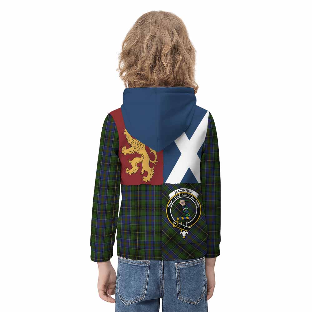 MacInnes (McInnes) Crest Tartan Kid Hoodie with Lion Rampant Saltire Style - Tartan Vibes Clothing